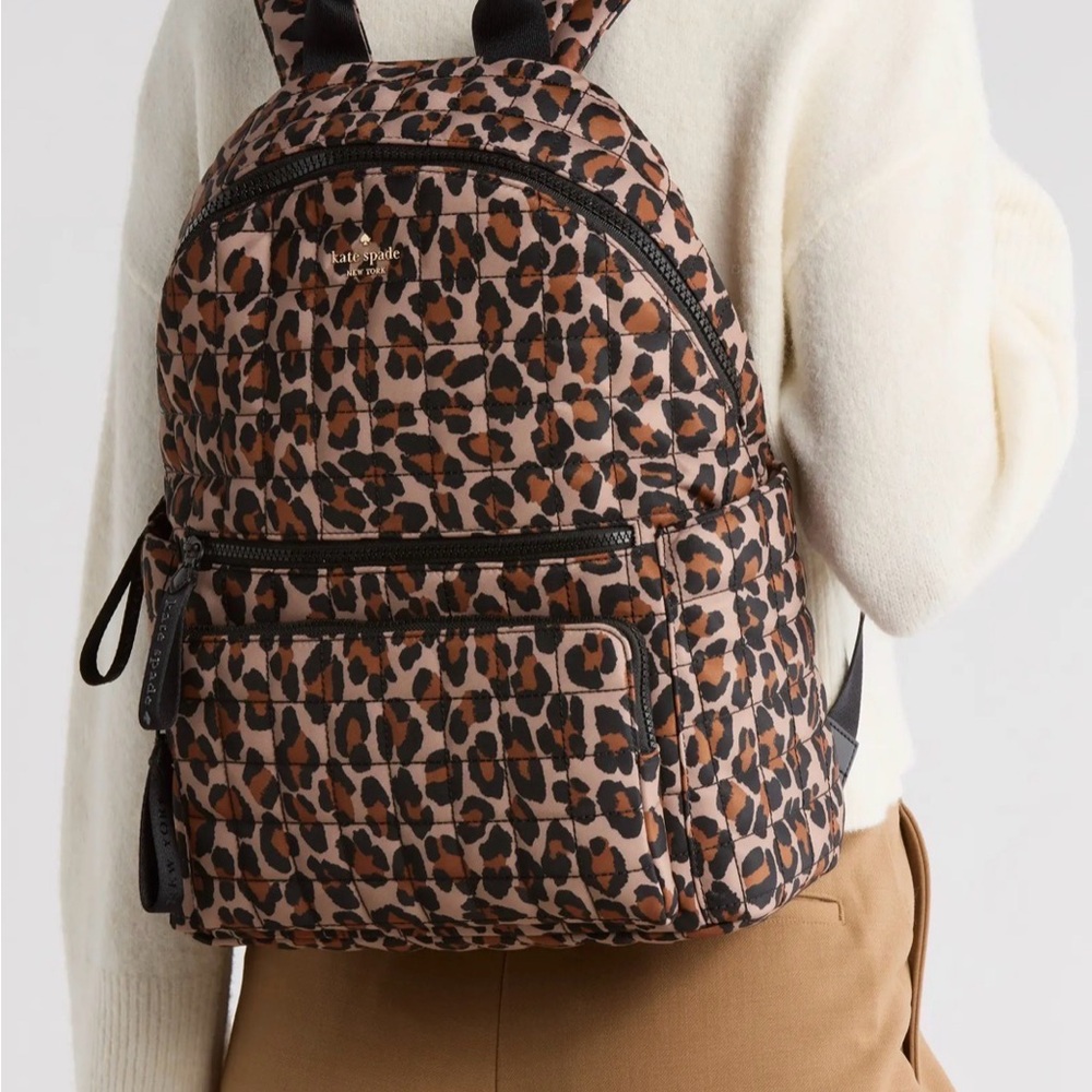 $399 AUTHENTIC KATE SPADE CAMDEN QUILTED LEOPARD BACKPACK DIAPER TRAVEL - NEW